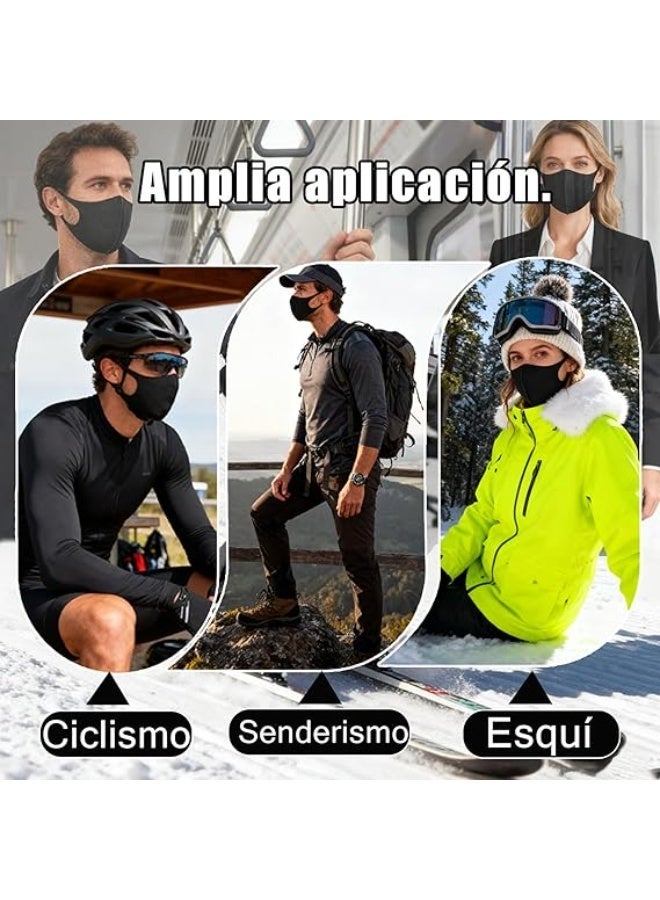 8 كمامات وجه سوداء قابلة لإعادة الاستخدام، مصنوعة من الإسفنج، قابلة للغسل، تسمح بمرور الهواء، لطيفة على البشرة، أنيقة ومتعددة الاستخدامات، مناسبة للرجال والنساء البالغين، غطاء للحماية من الغبار، مناسبة للسفر والرياضة في الهواء الطلق، ليست من القماش (مغلفة بشكل فردي). - Image 5